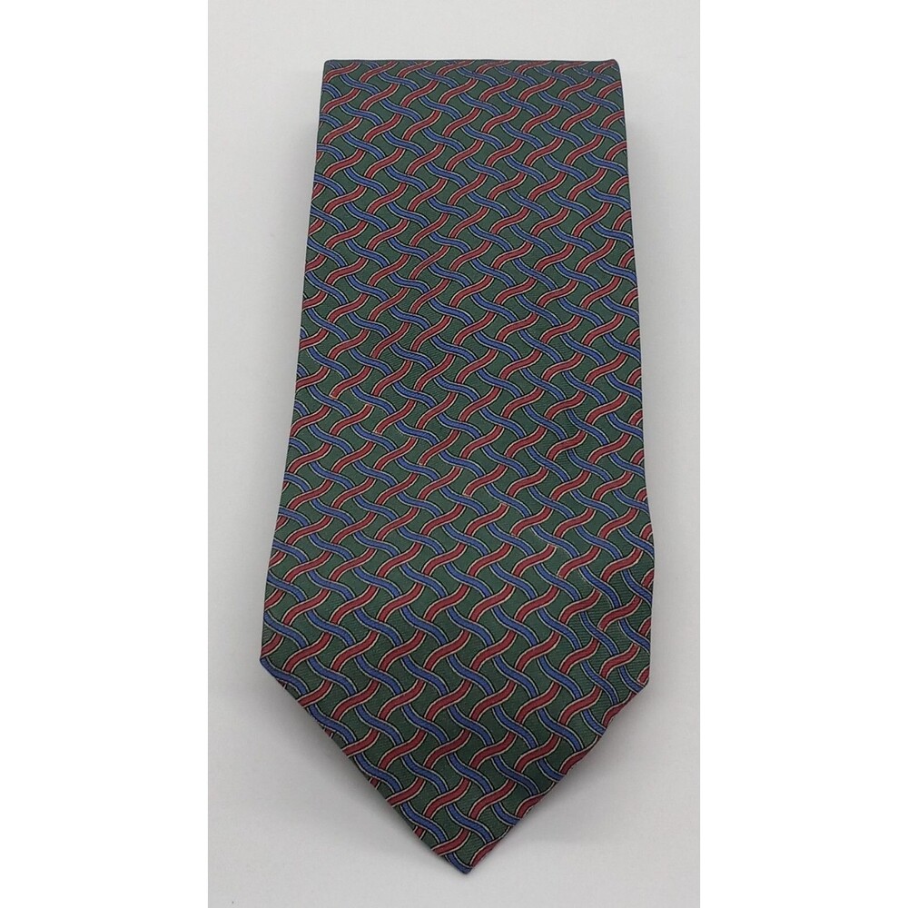 Polo Ralph Lauren Silk Tie. Red Blue & Green Designer Men's Necktie. USA EUC